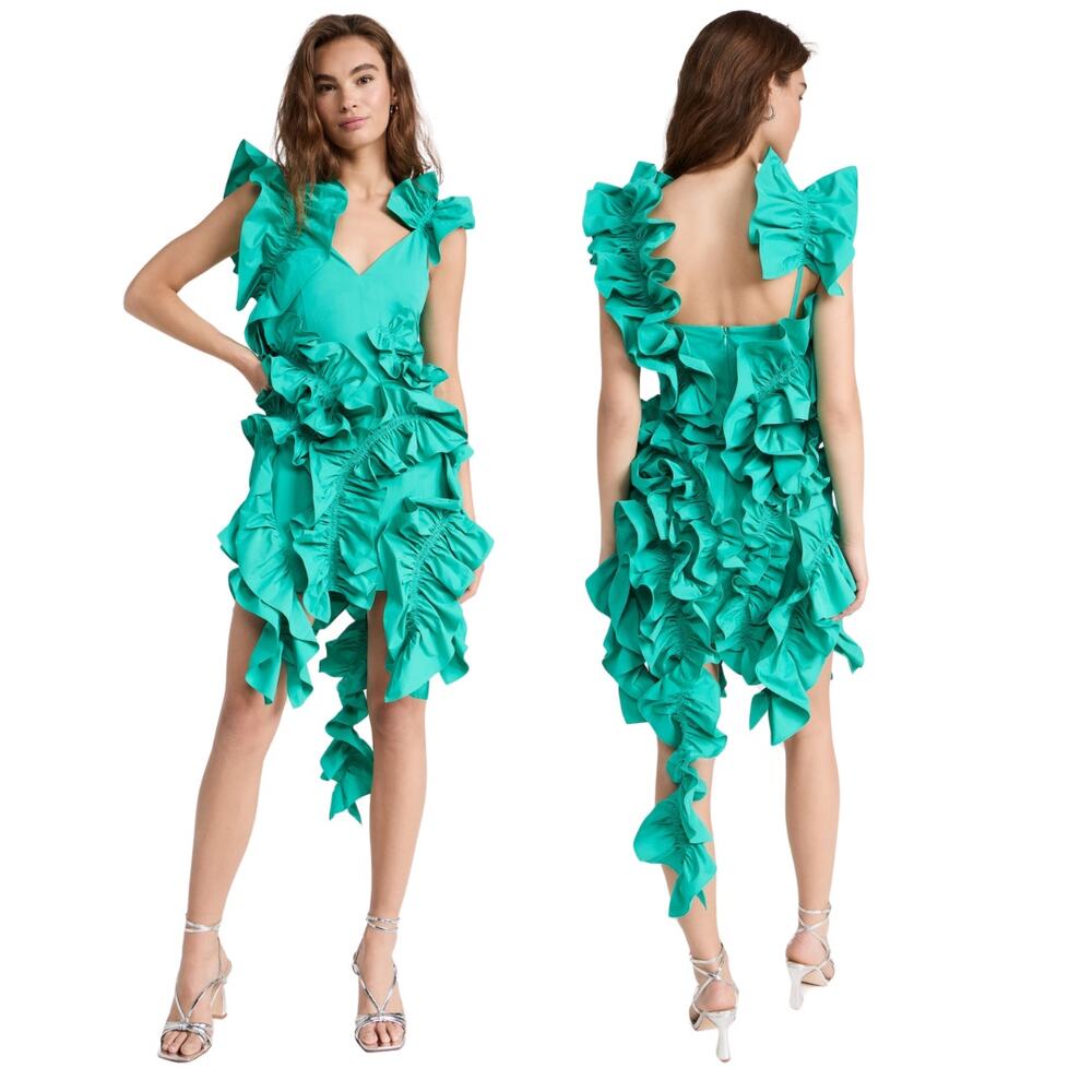 AKNVAS Brooke Dress Mini Asymmetric Ruffle Party Cocktail Hoco Wedding Guest 8